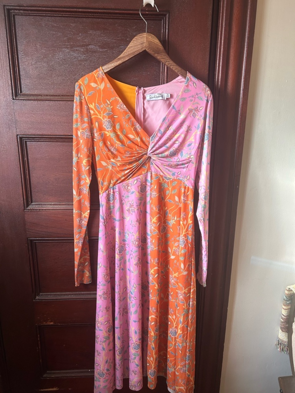 Anthropologie x Rachel Antonoff Olivia Dress - Two-Tone Floral Midi Pink&Orange - Picture 3 of 10